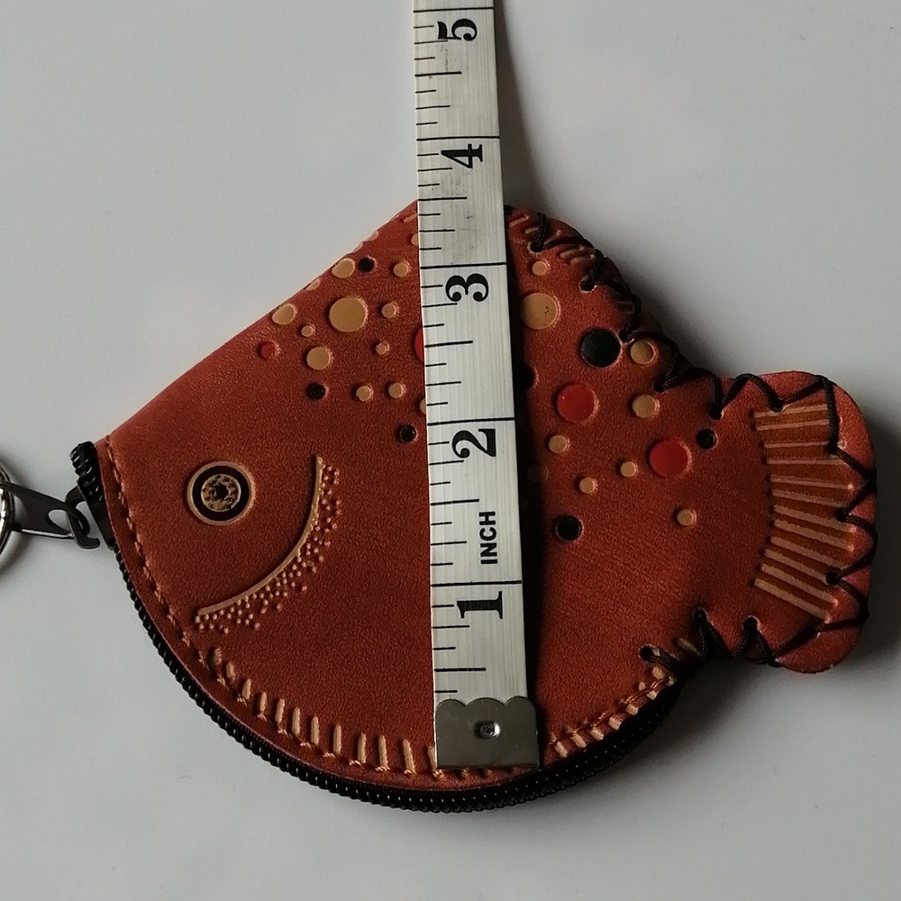 2/$20🔹NWOT Happy Fish Coin Purse Keychain Faux Leather - Picture 6 of 6